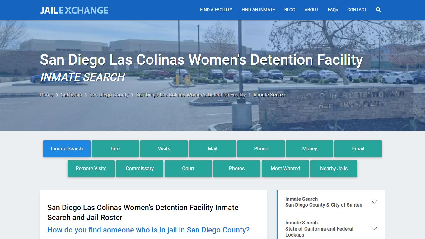 San Diego Las Colinas Women's Detention Facility Inmate Search